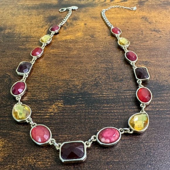 WHBM Multicolour Glass Necklace Silver Tone Spring Summer 21 Inch - Picture 2 of 11